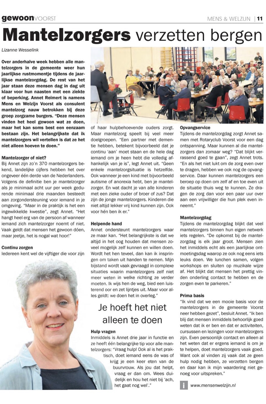 Gewoon voorst interview Annet Reimert mens en welzijn voorst mantelzorg