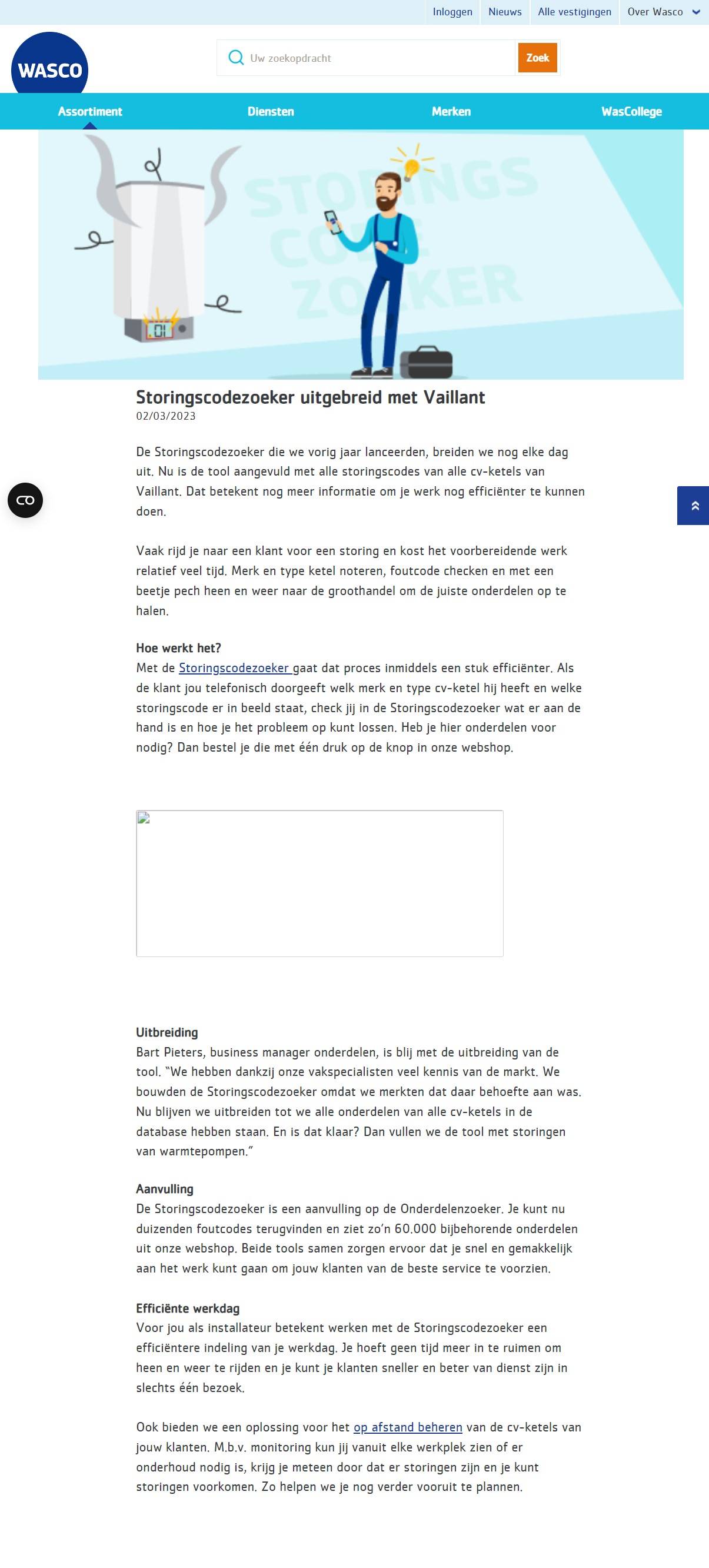 Artikel over ontwikkelingen in storingszoeker Wasco