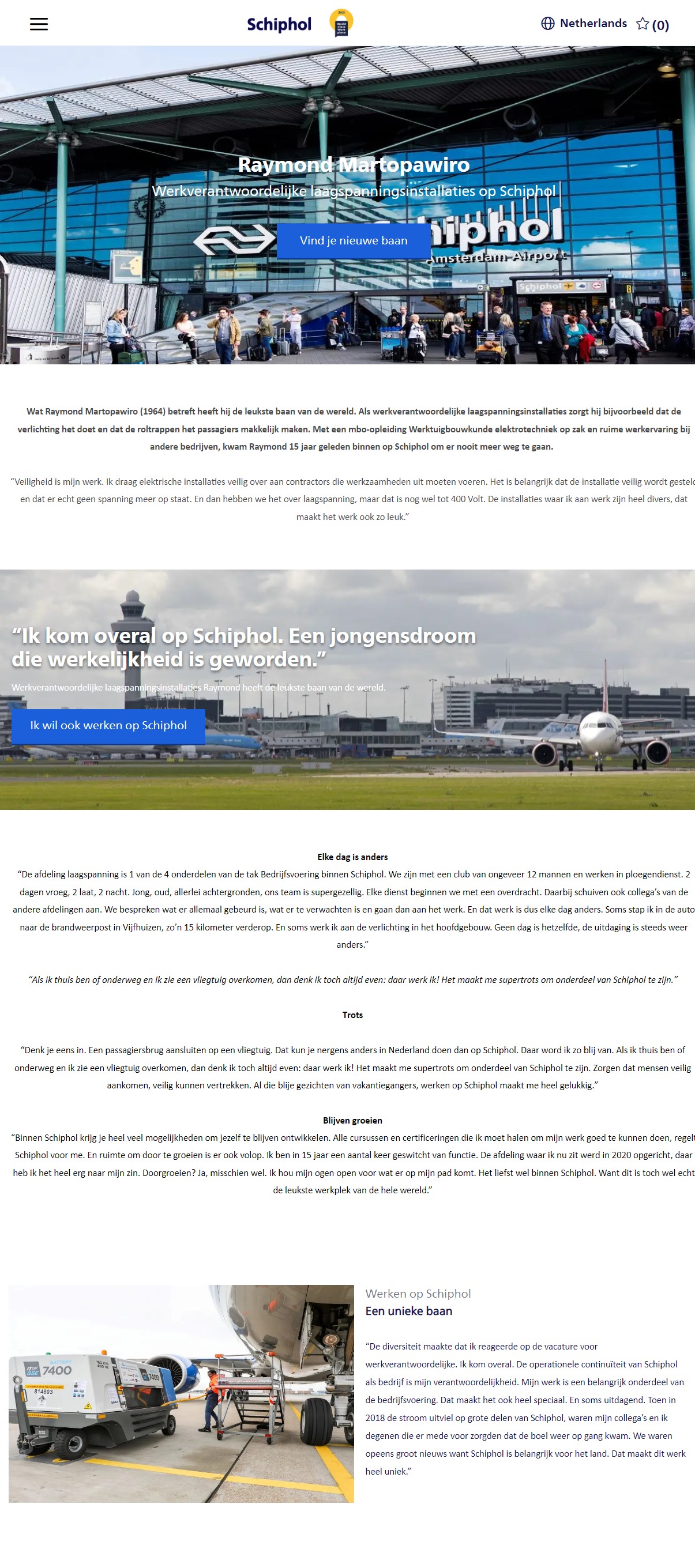 Testimonial Raymond Martopawiro: werken bij Schiphol