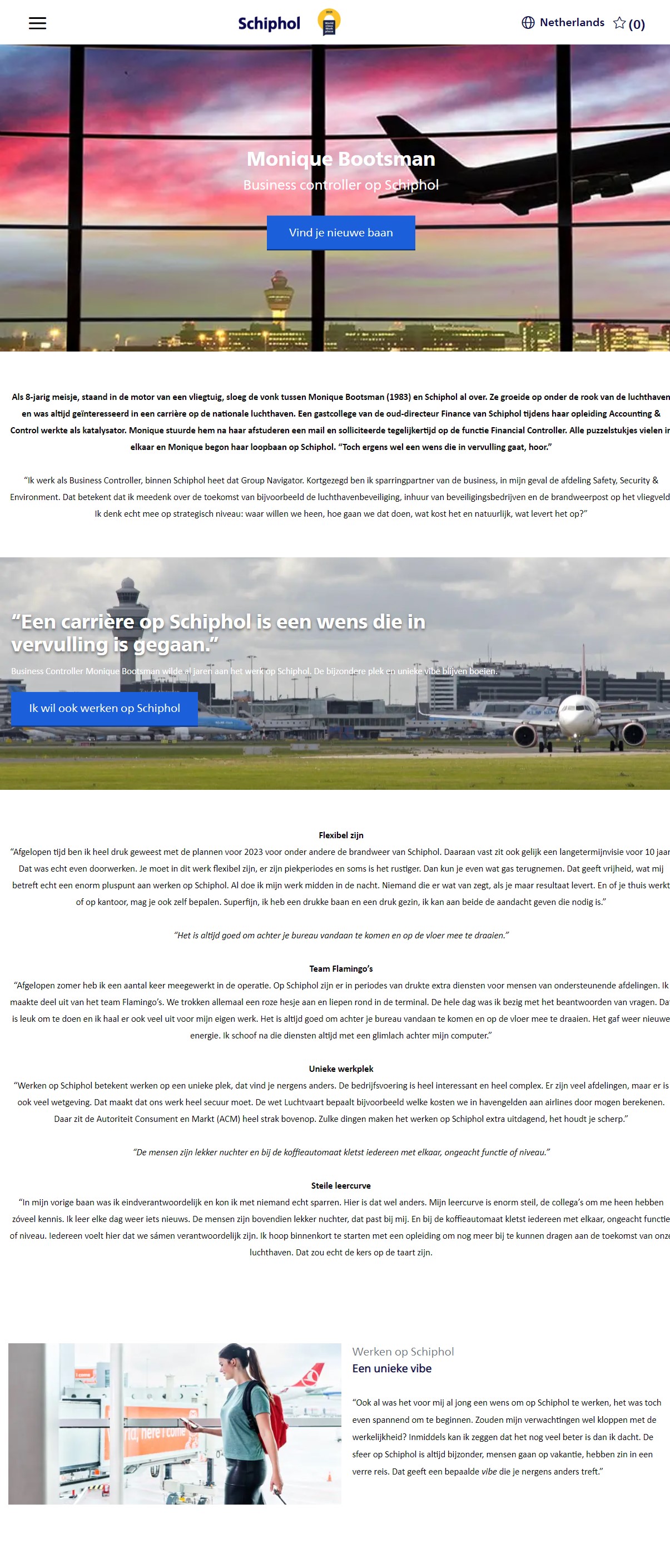 Testimonial Monique Bootsman: controller bij Schiphol